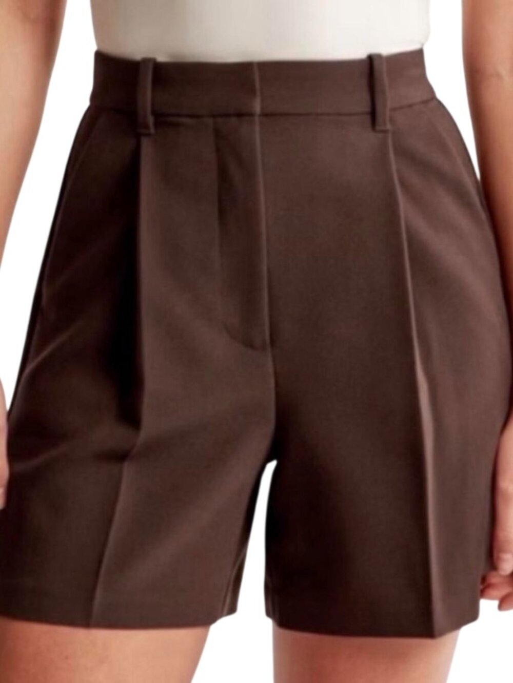Abercrombie & Fitch Sloane Tailored Shorts High Rise Brown Medium